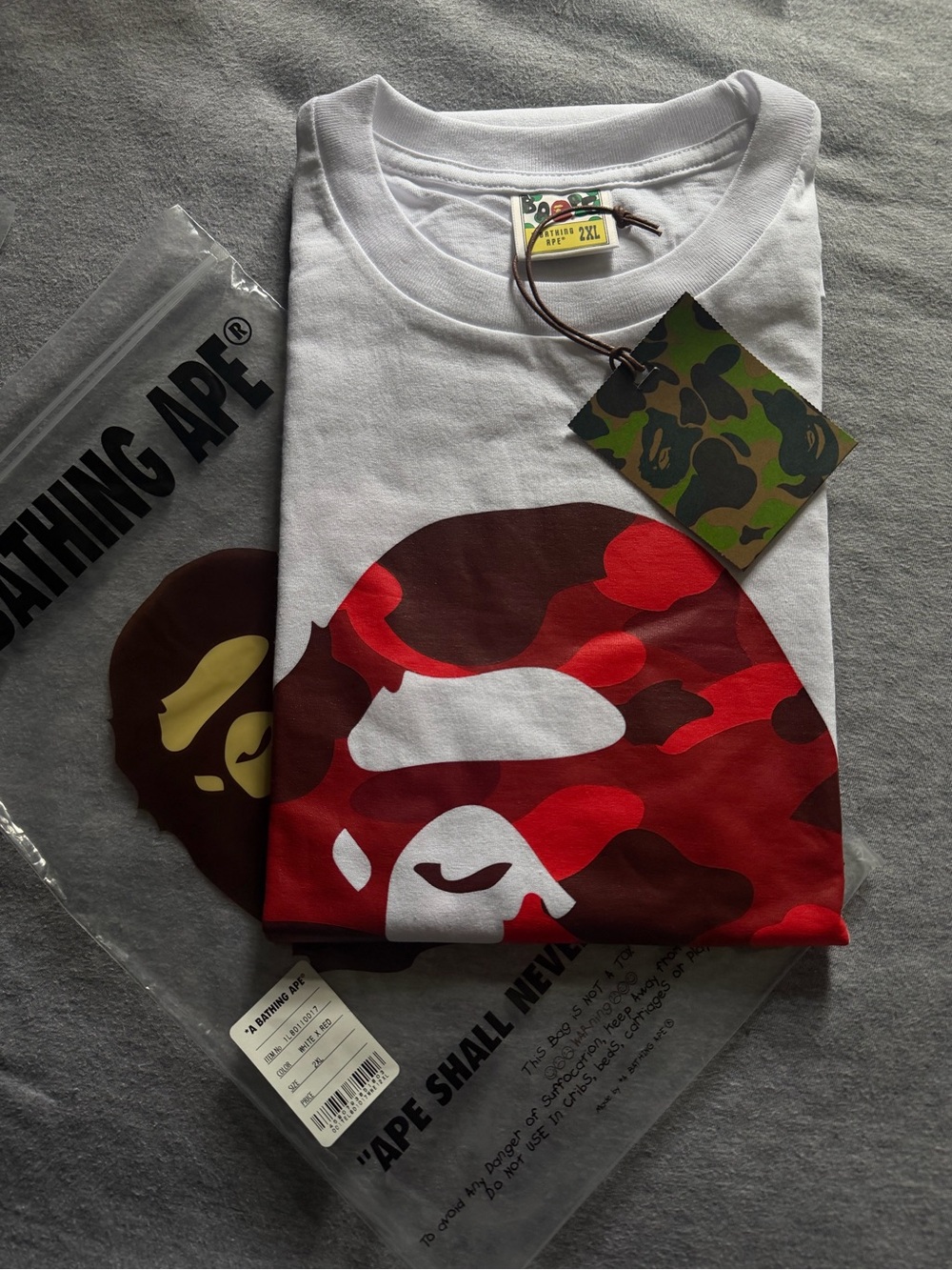 Bape red camo white tee 2XL